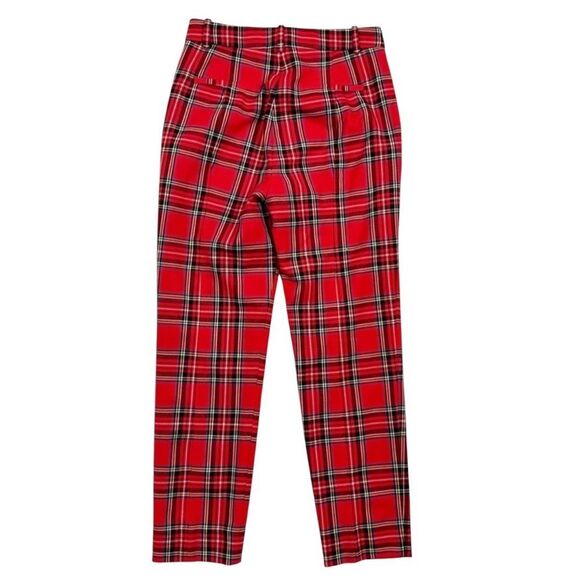 J. Crew Cameron High Rise Red Plaid Pants Size 0 - Picture 6 of 9